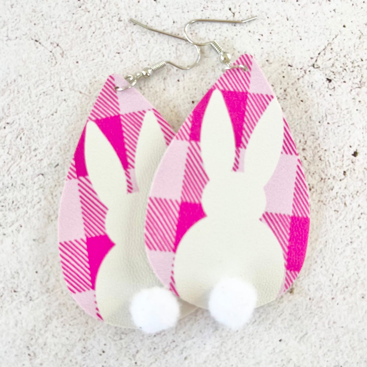 Plaid Bunny Teardrop Earrings