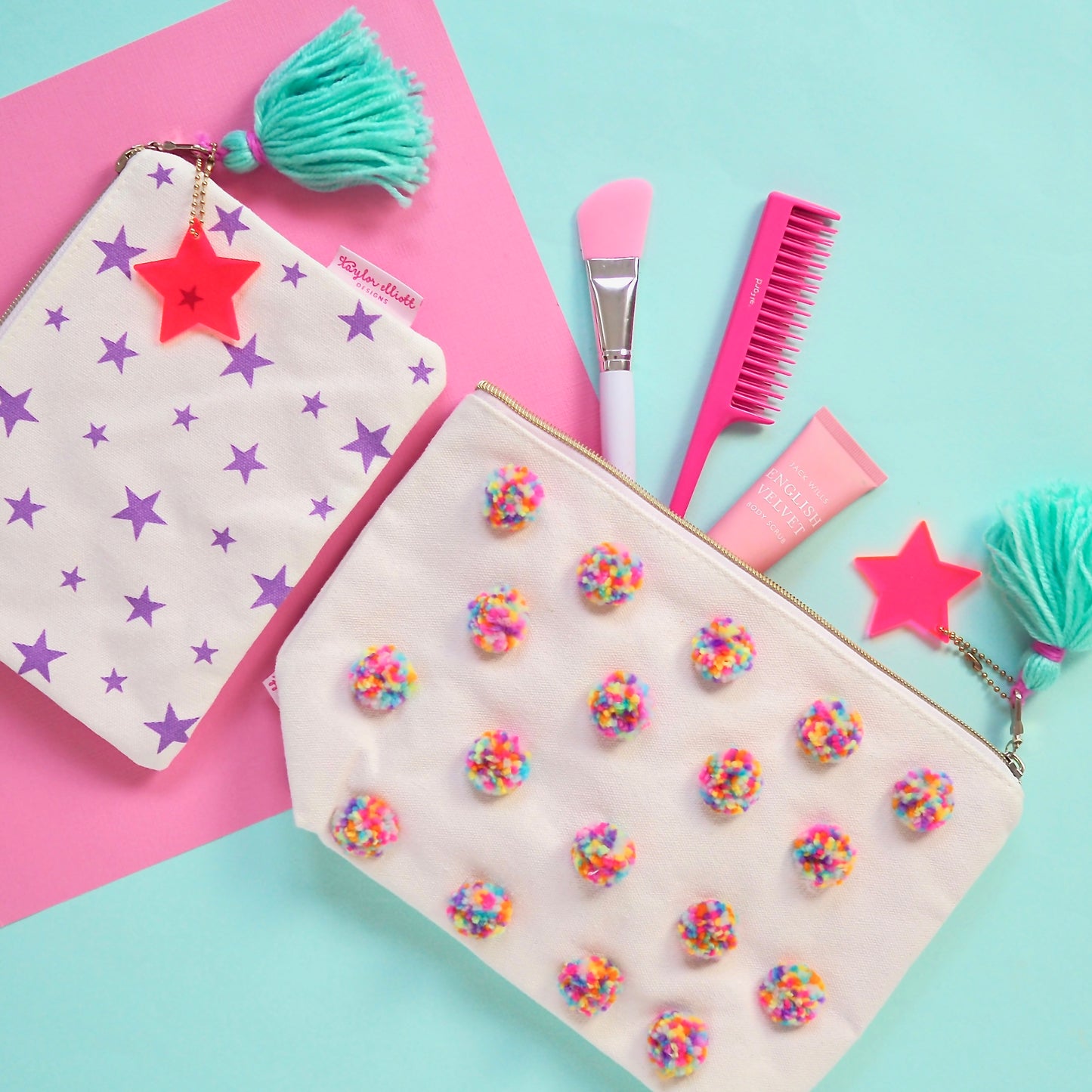 Pom Pom Wash/Make up Bags