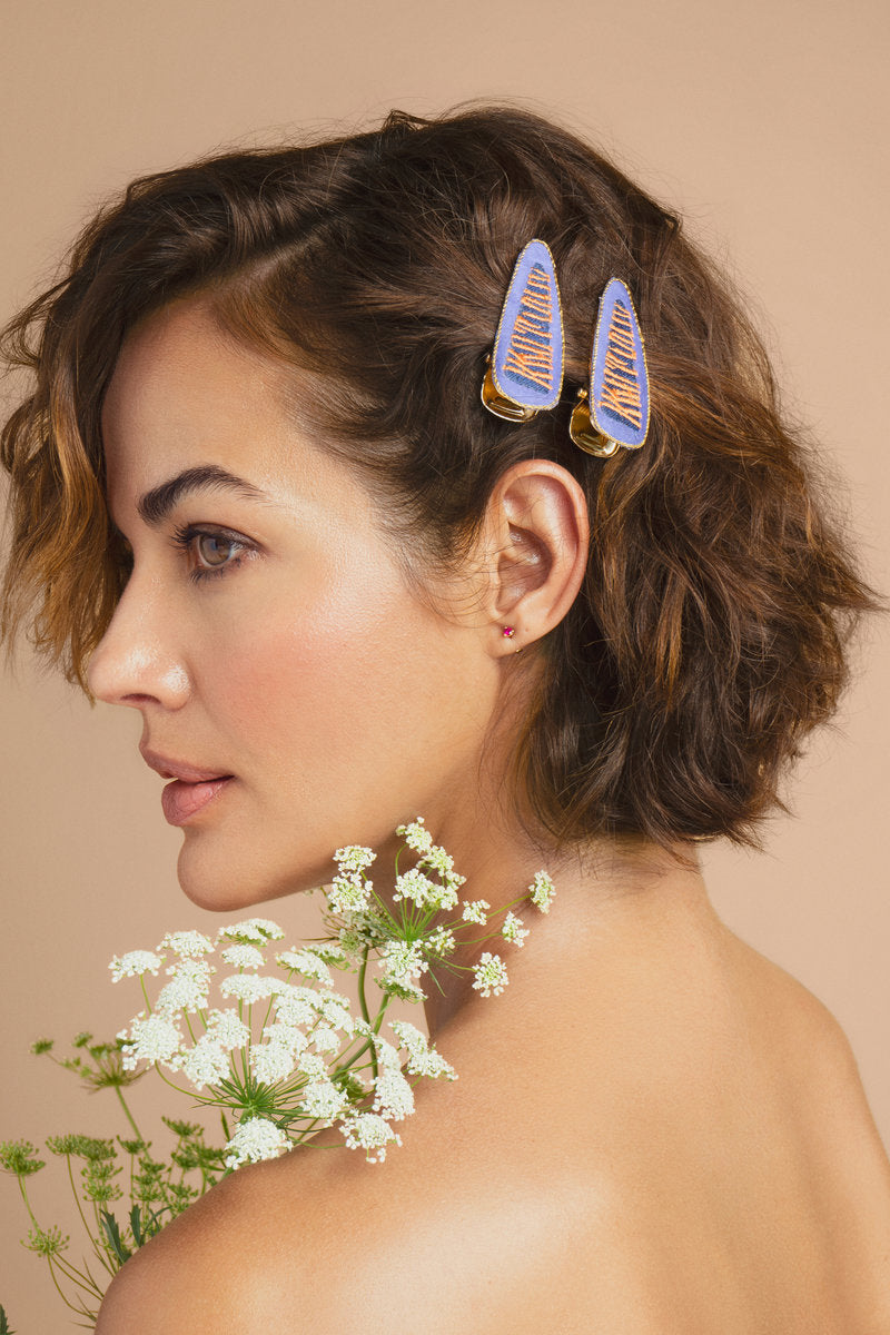 Embroidered and Jewelled Hair Clips