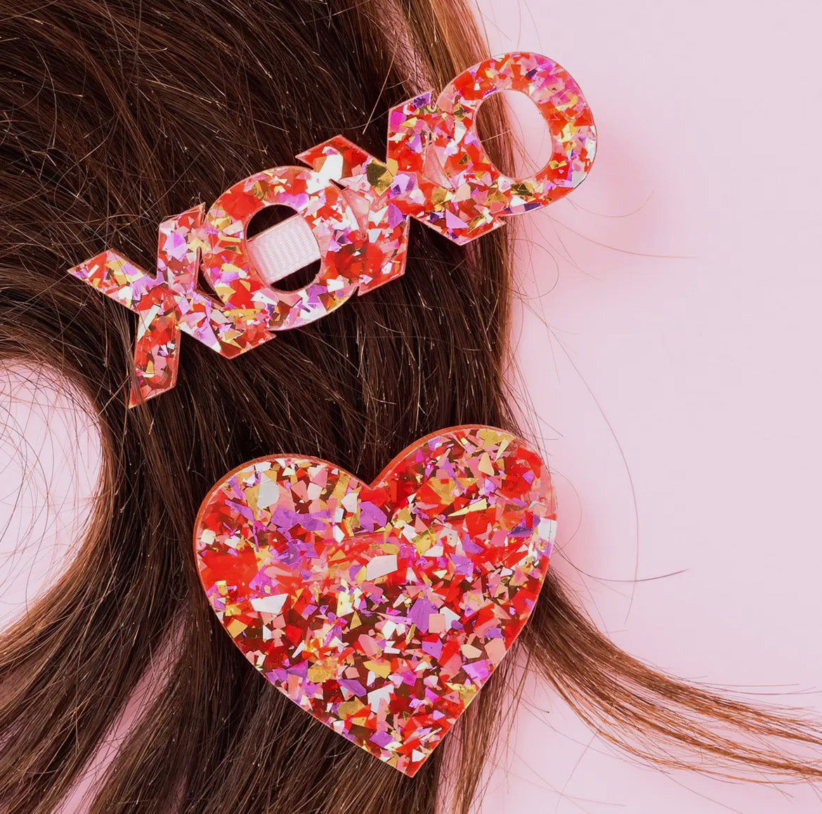 Heart and XOXO Hair clips